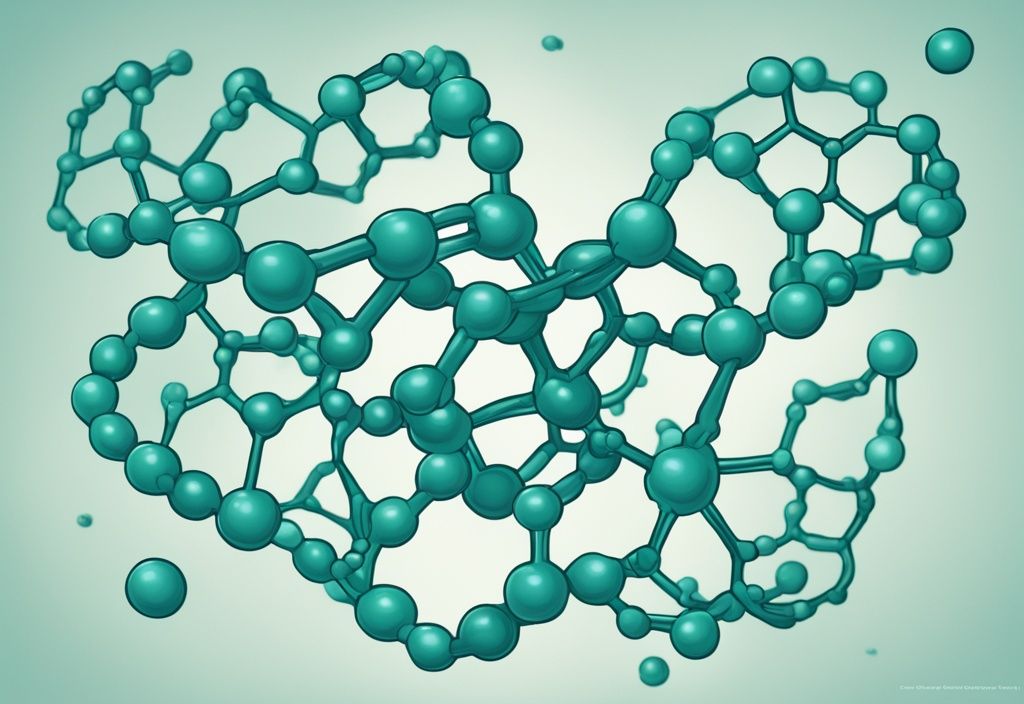 Illustrazione digitale moderna di un recettore accoppiato a proteine G con struttura a sette domini transmembrana, siti di legame per proteine G e agonisti, tema colore principale teal.